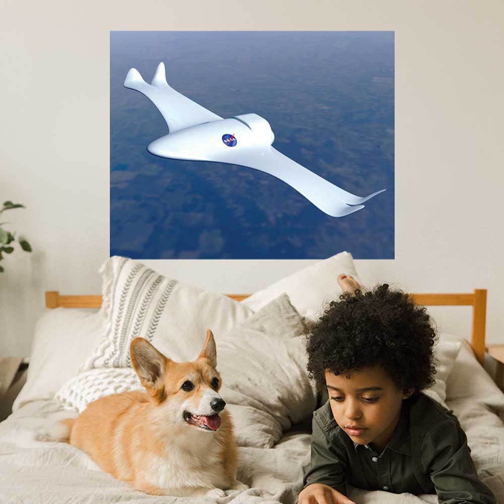 36 inch NASA Smart Plane in Flight Poster Displayed in Boys Room