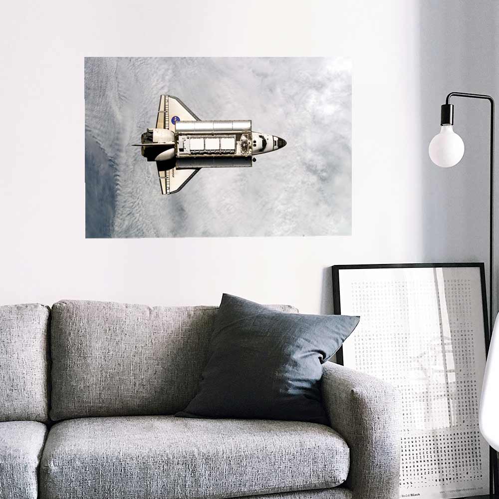 36 inch Orbiting Endeavor Above Cloud Cover Wall Decal Installed in Above Couch