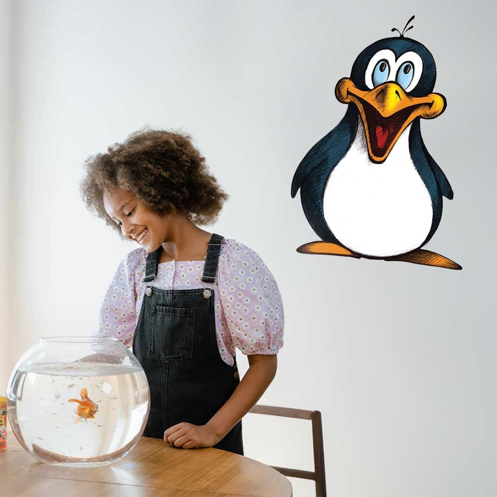 27x36 inch Cartoon Penguin Decal Installed on Wall