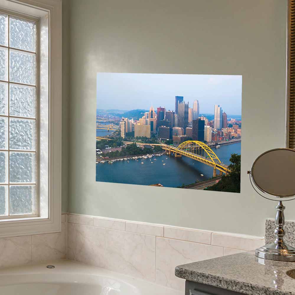 24x36 inch City of Pittsburgh Poster Displayed Near Window