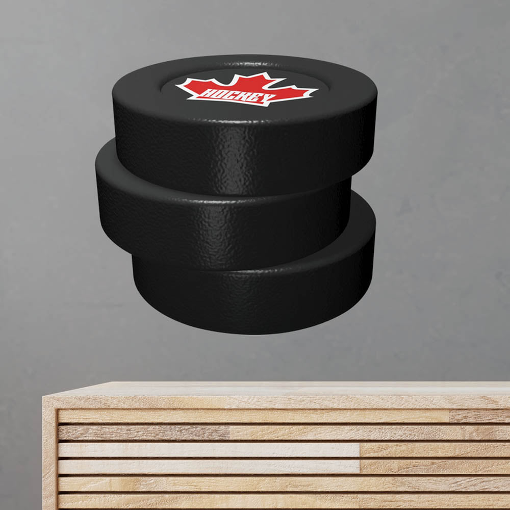 36x36 inch Hockey Puck Stack Decal Installed on Wall