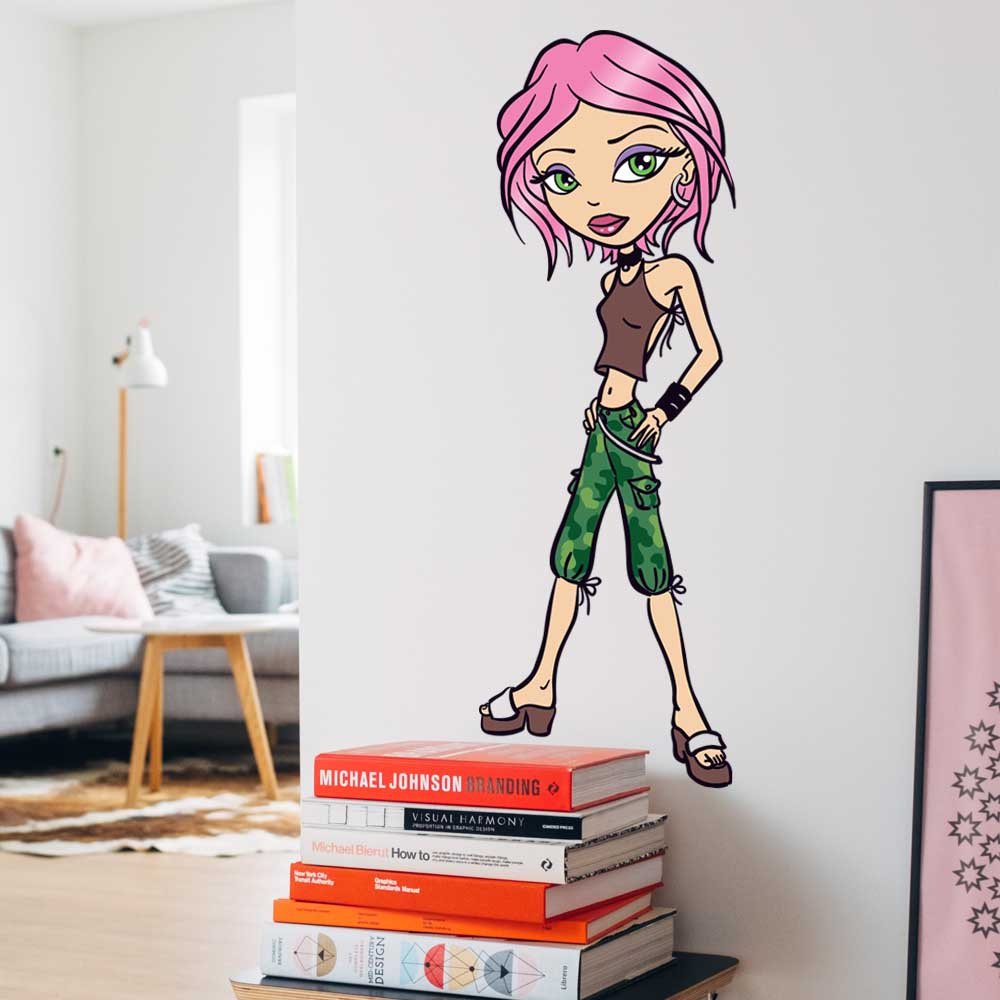 14x36 inch Punk Brat Decal Installed Above Books