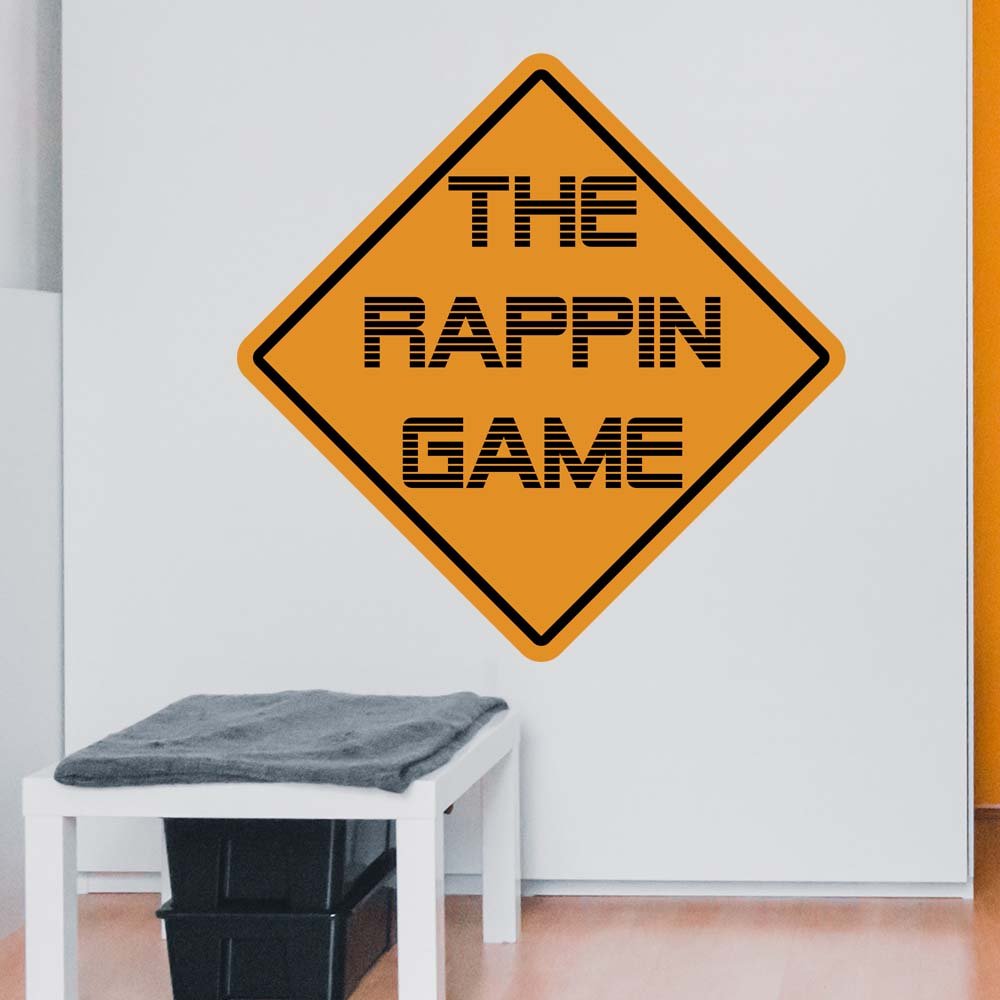 36 inch The Rappin Game Sign Decal Installed Above Bench