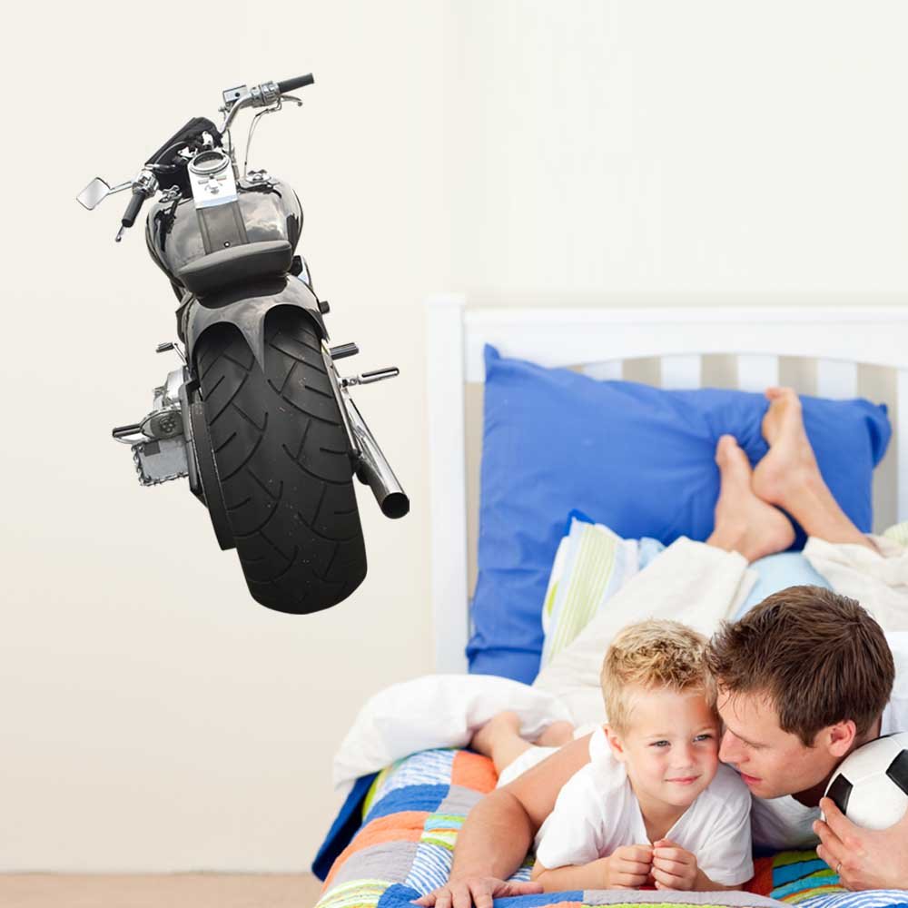 22x36 inch Motorcycle Rear Profile Decal Installed in Boys Room