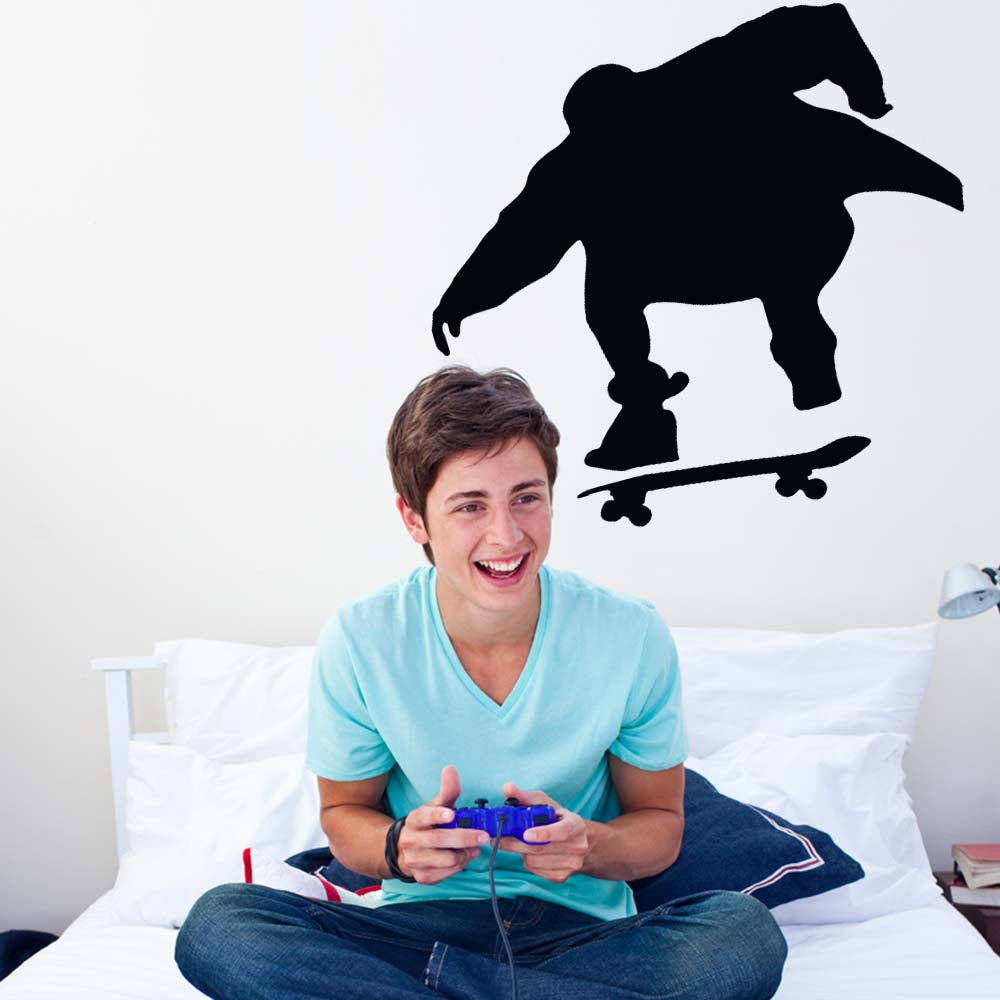 36 inch Skateboard Air Silhouette Wall Decal Installed in Teens Room