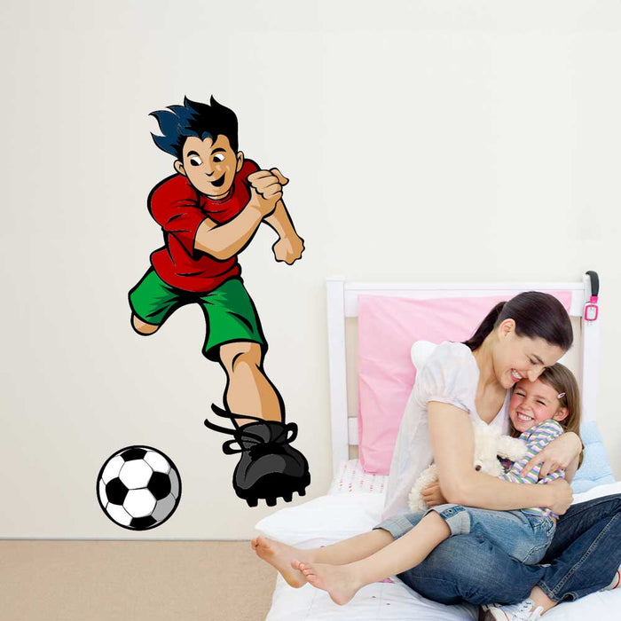36 inch Soccer Boy Wall Decal Installed in Girls Room