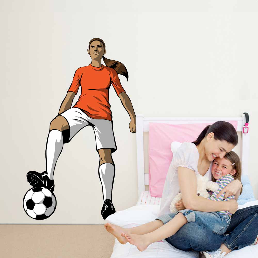 48 inch Soccer Girl Wall Decal Installed in Girls Room