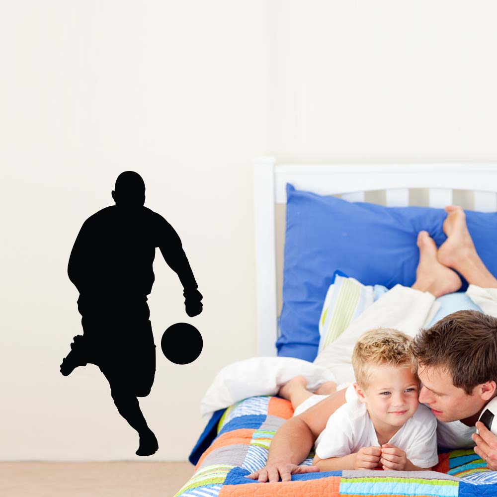 36 inch Soccer Silhouette I Wall Decal Installed in Boys Room