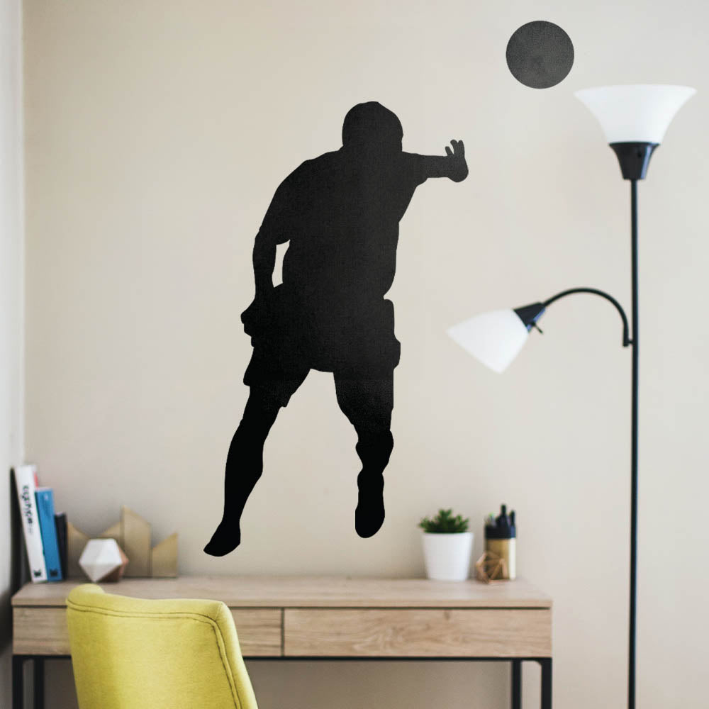 36 inch Soccer Silhouette II Wall Decal Installed Above Desk