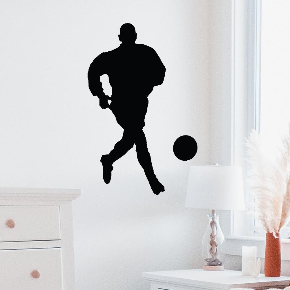 36 inch Soccer Silhouette III Wall Decal Installed in Bedroom