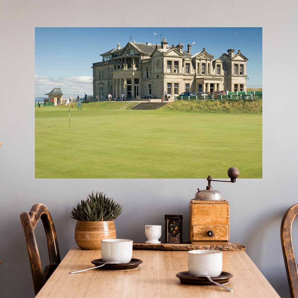 24x36 inch St. Andrews Golf Club Poster Installed Above Table