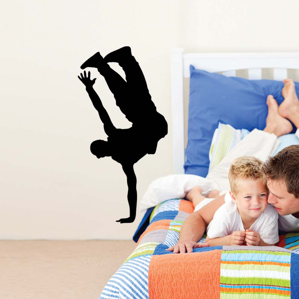 36 inch Street Dancer Silhouette Decal Installed in Boys Room