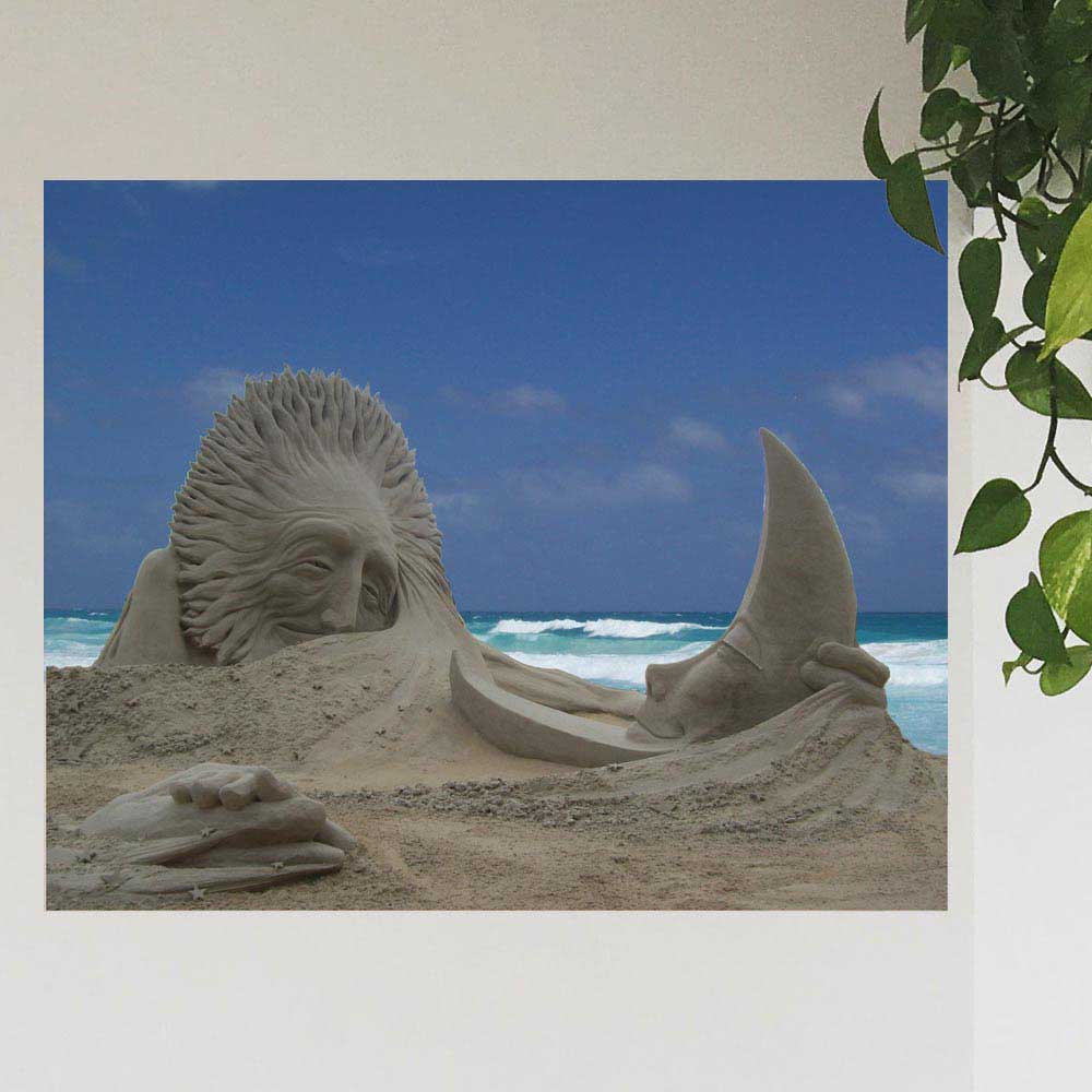 36 inch Paradise Sun & Moon Decal Installed on Wall