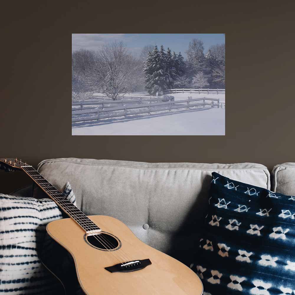 36 inch Snow Heaven Decal Installed Above Sofa