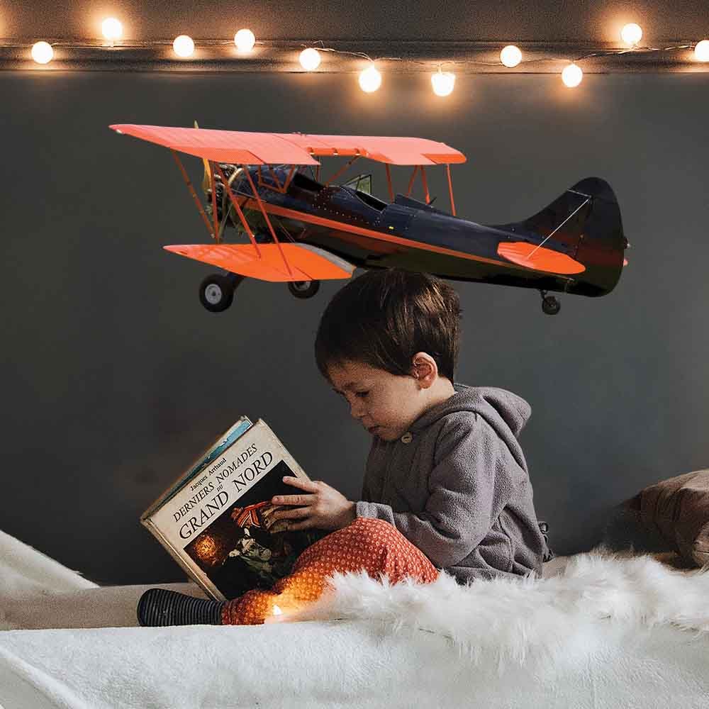 36 inch Vintage Biplane Wall Decal Installed in Boys Room
