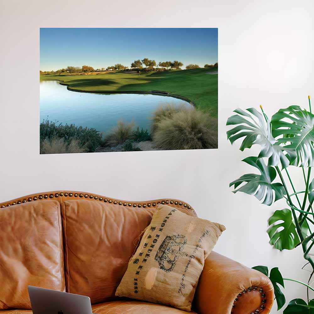 24x36 inch Arizona Golf Course Poster Installed Above Leather Couch
