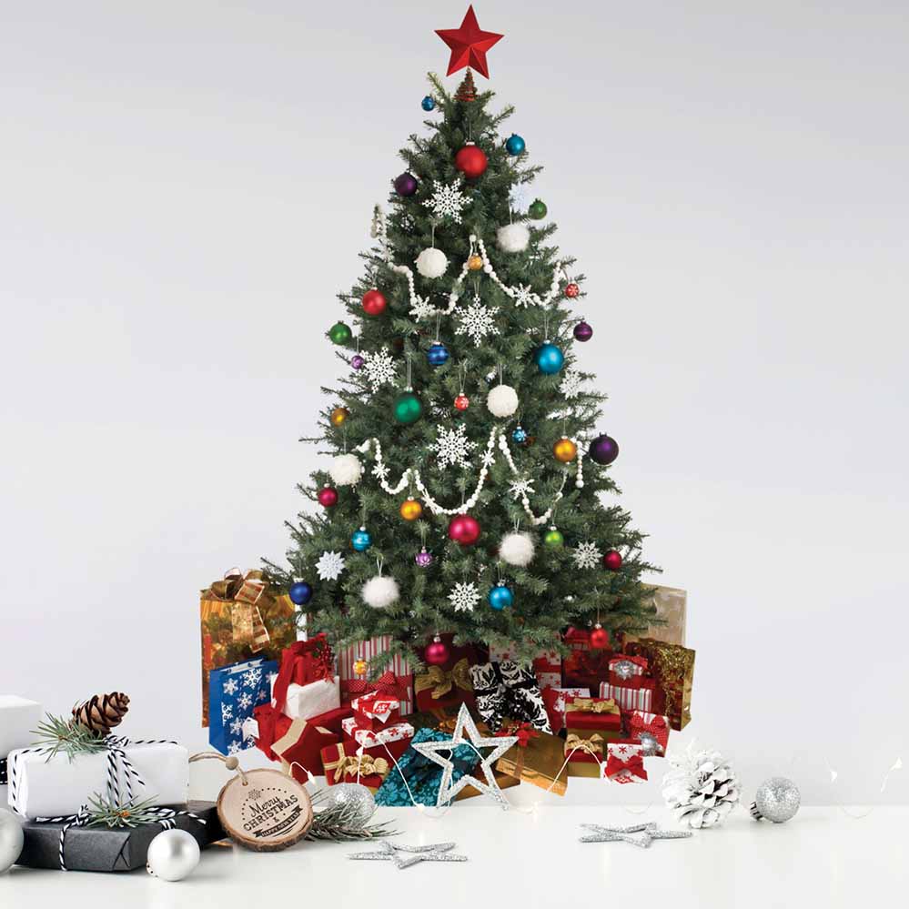 21.5x36 inch Christmas Tree Decal Installed Above Counter