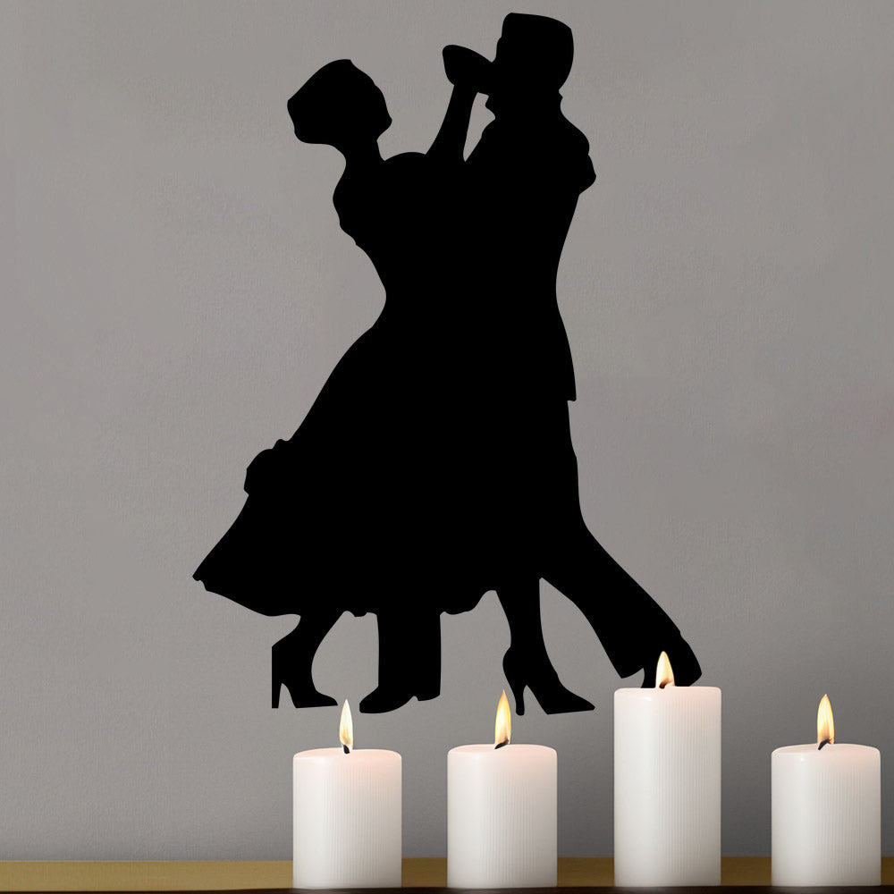 26x36 inch Couple Dancing Silhouette Decal Installed Above Candles