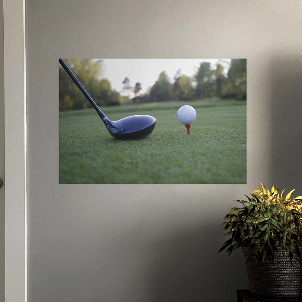 24x36 inch Early Morning Round Golf Decal Installed on Wall