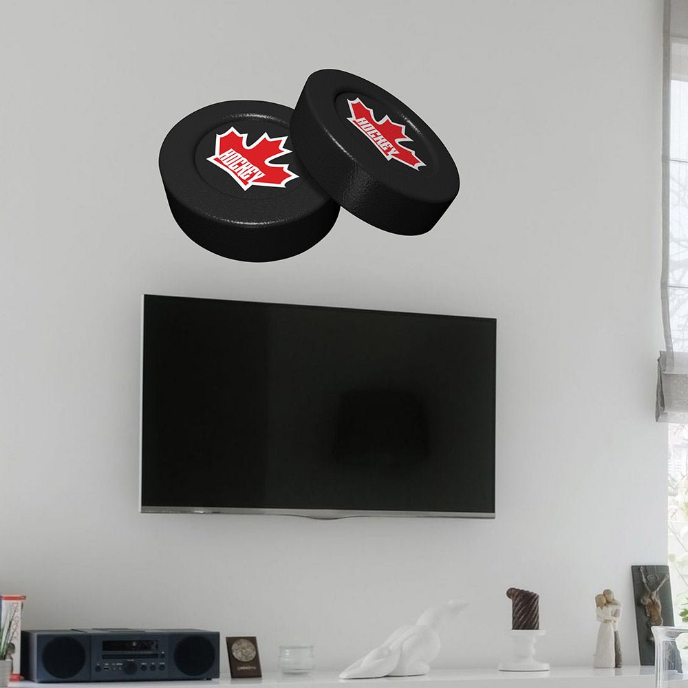 21.5x36 inch Dual Puck Decal Installed Above TV