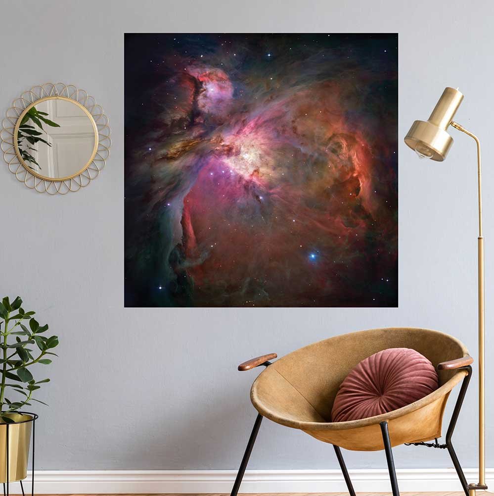 36x36 inch Orion Nebula Poster Installed  Above Chair