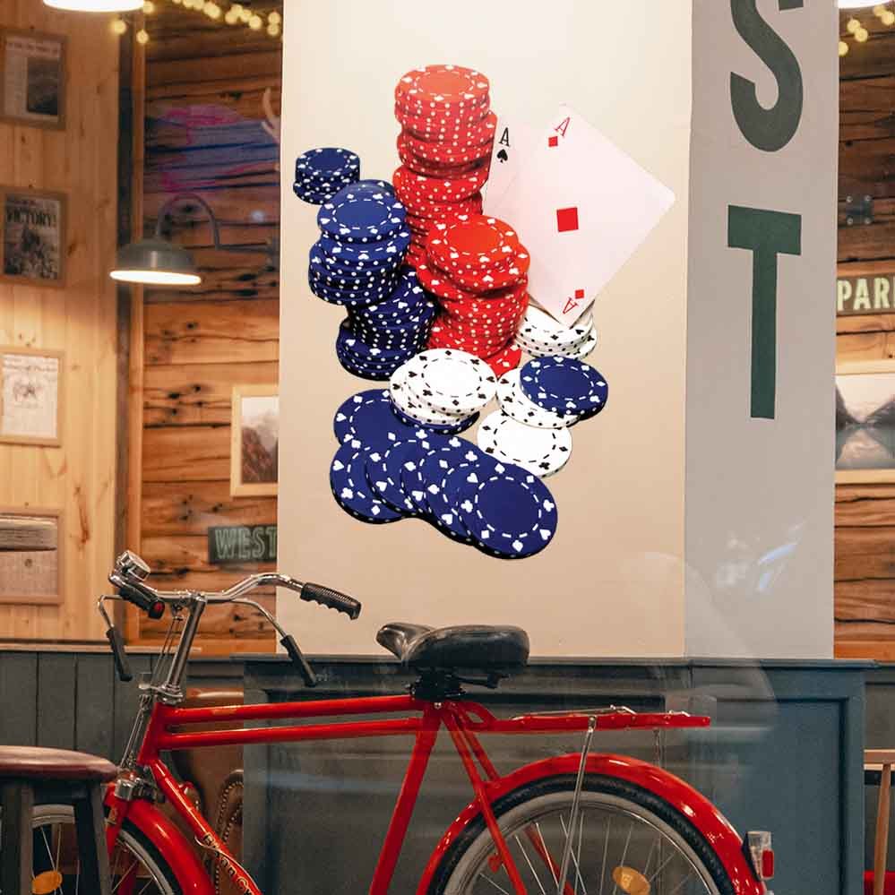 27x36 inch Poker Cards & Chips Decal Installed on Column