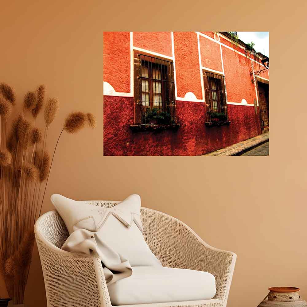 27x36 inch Mexican Architecture Decal Installed Above Chair