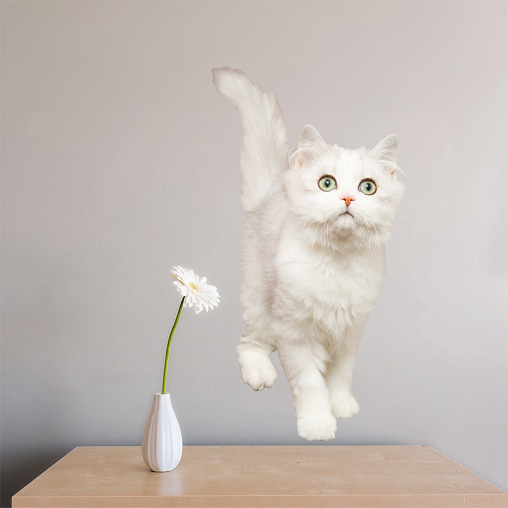 36 inch White Cat Die-Cut Decal Installed Above Table