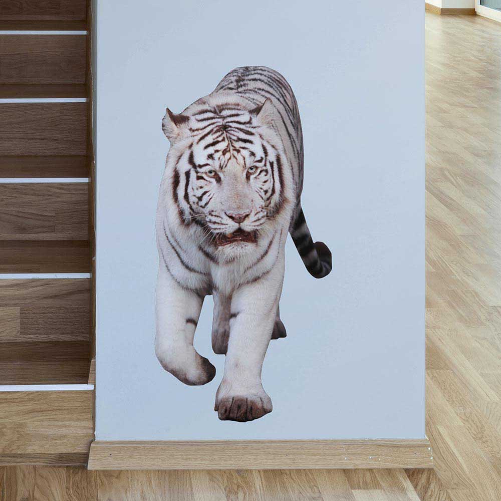 36 inch White Tiger Die-Cut Decal Installed on Wall