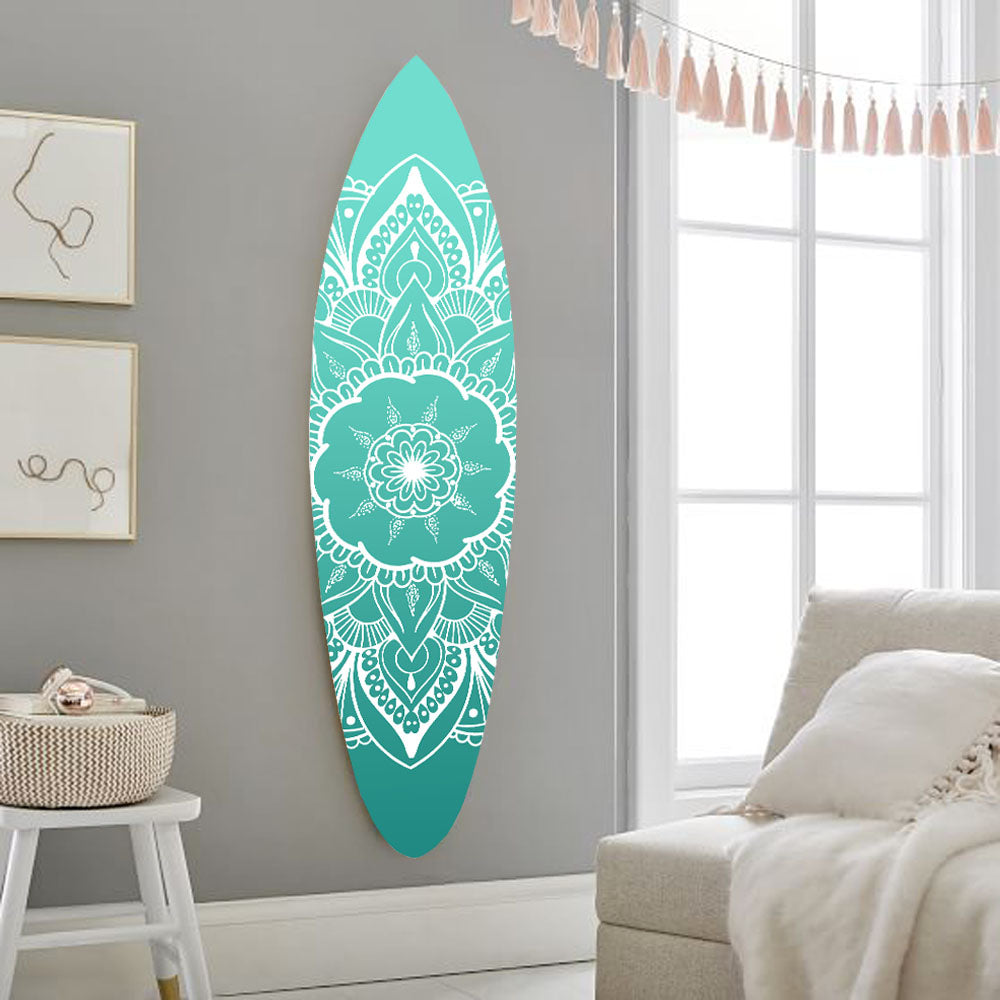 Aqua Wood Serenity Surfboard Wall Art | 18