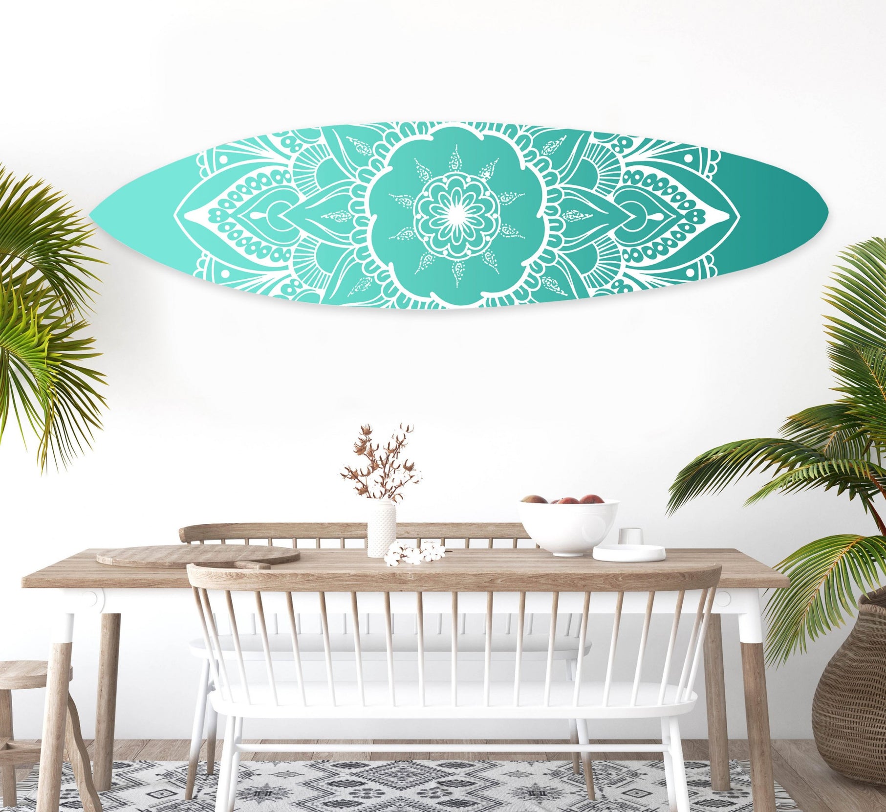 Aqua Wood Serenity Surfboard Wall Art | 18