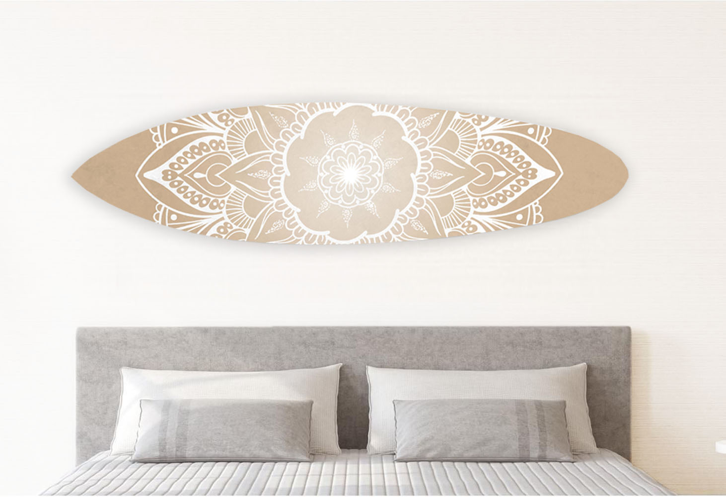 Wood and Tan Tranquility Surfboard Wall Art | 18