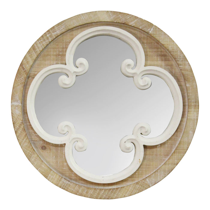 14" Coastal Whitewash Scrollwork Wall Mirror