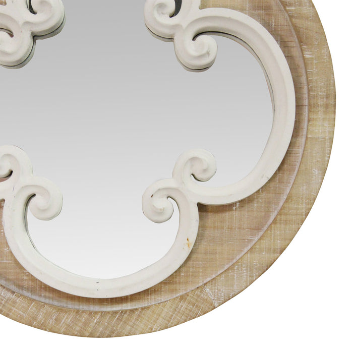 14" Coastal Whitewash Scrollwork Wall Mirror