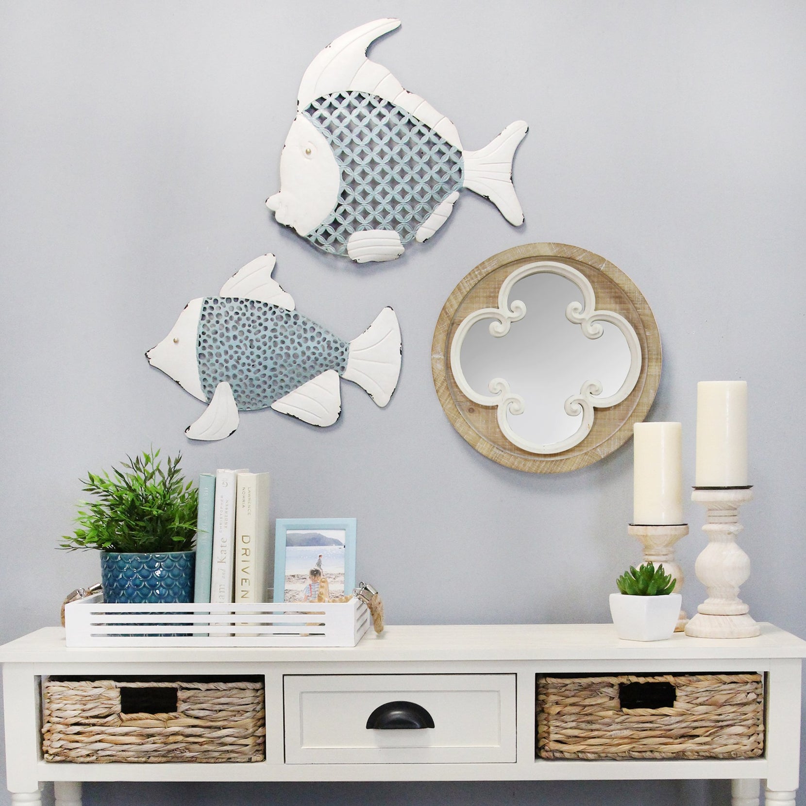 Set Of 2 Metal Fish Wall Decor