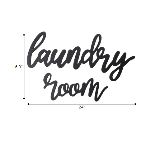 Script Black Laundry Room Wall Decor | 16