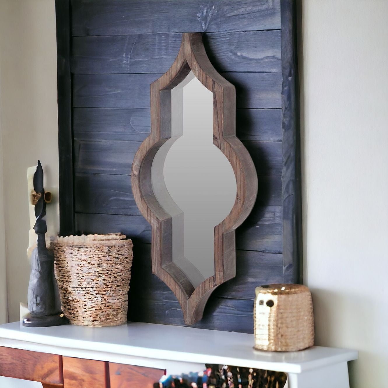 Dark Brown Novelty Accent Wall Mirror | 15