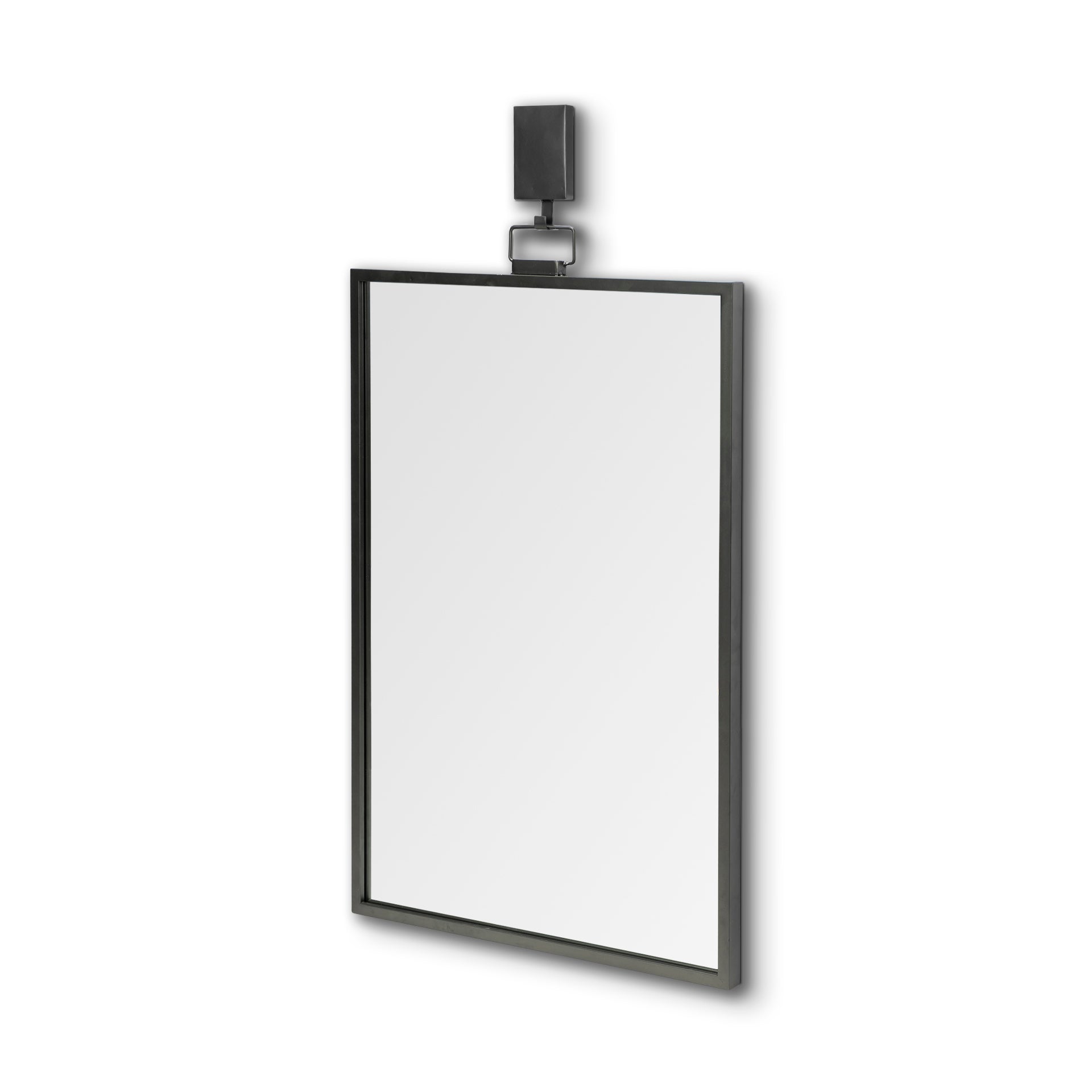 Black/Charcoal Gray Metal Vertical Frame Wall Mirror | 25