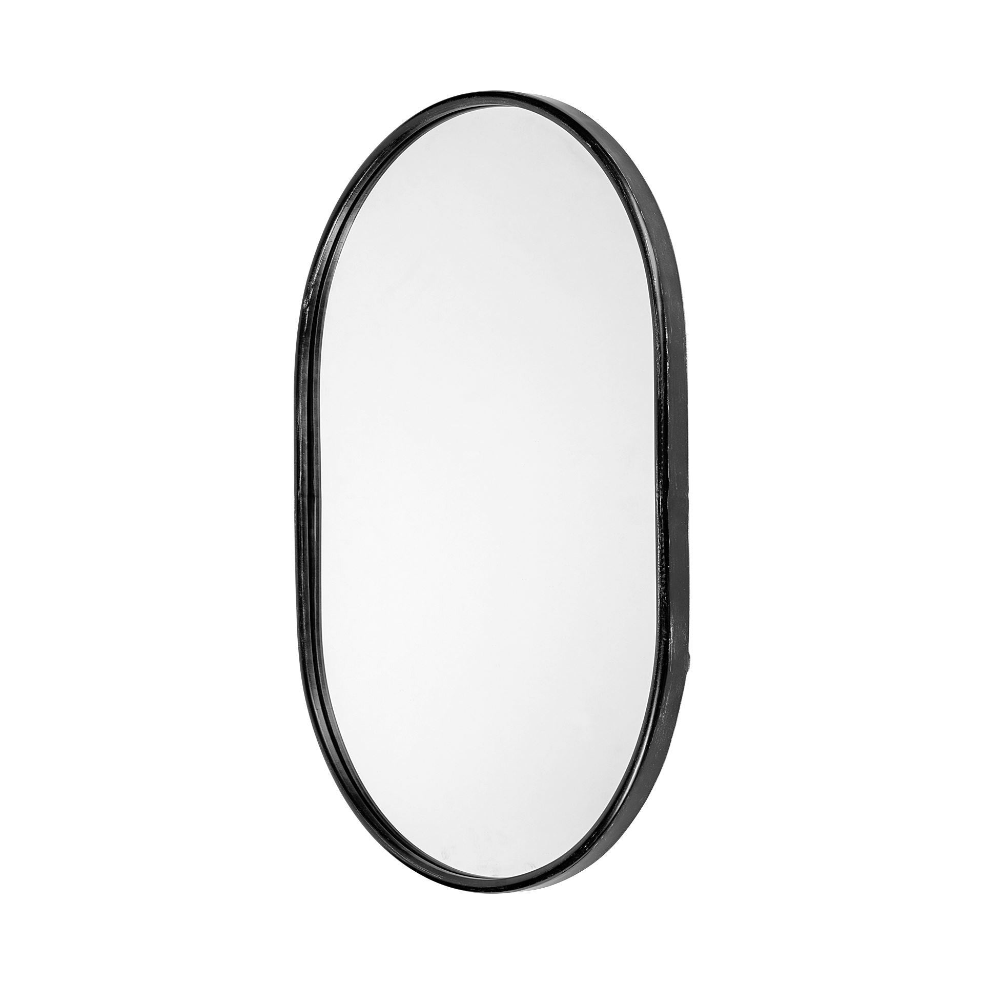 Black Oval Accent Metal Wall Mirror | 24