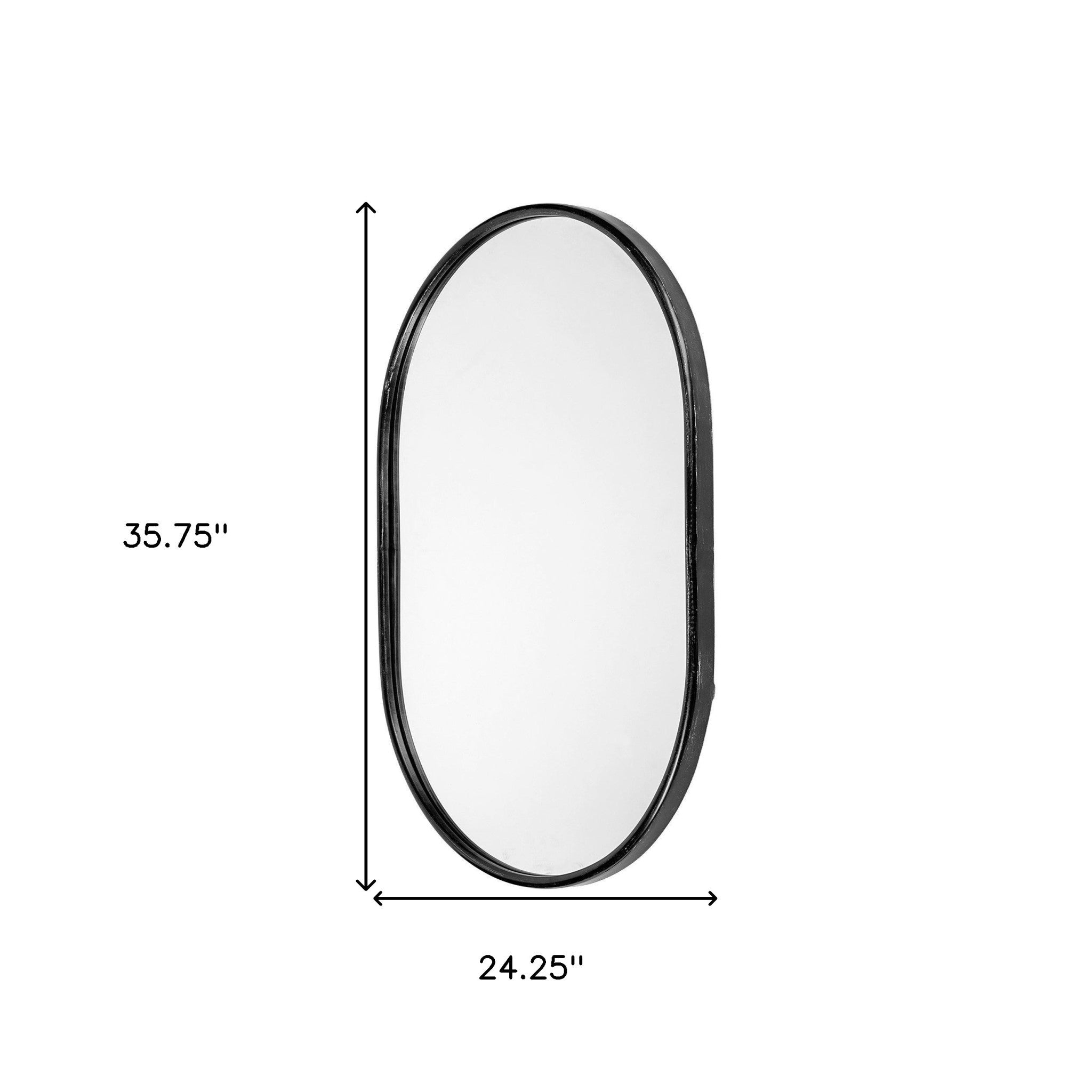 Black Oval Accent Metal Wall Mirror | 24