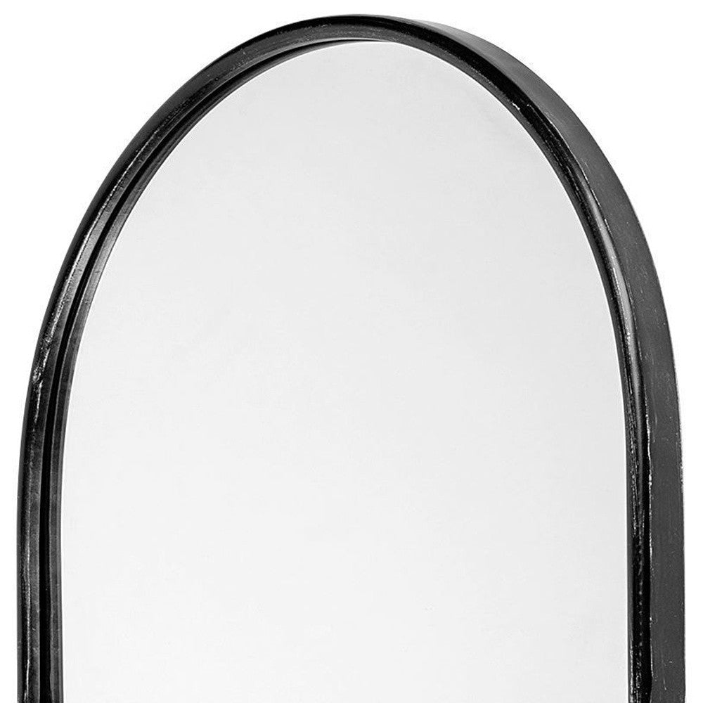 Black Oval Accent Metal Wall Mirror | 24