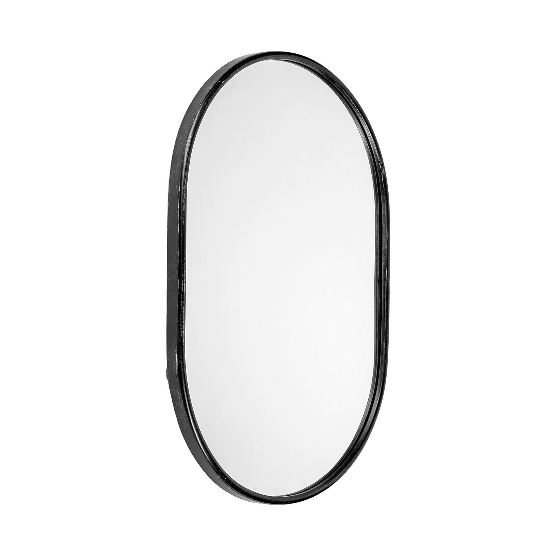 Black Oval Accent Metal Wall Mirror | 24