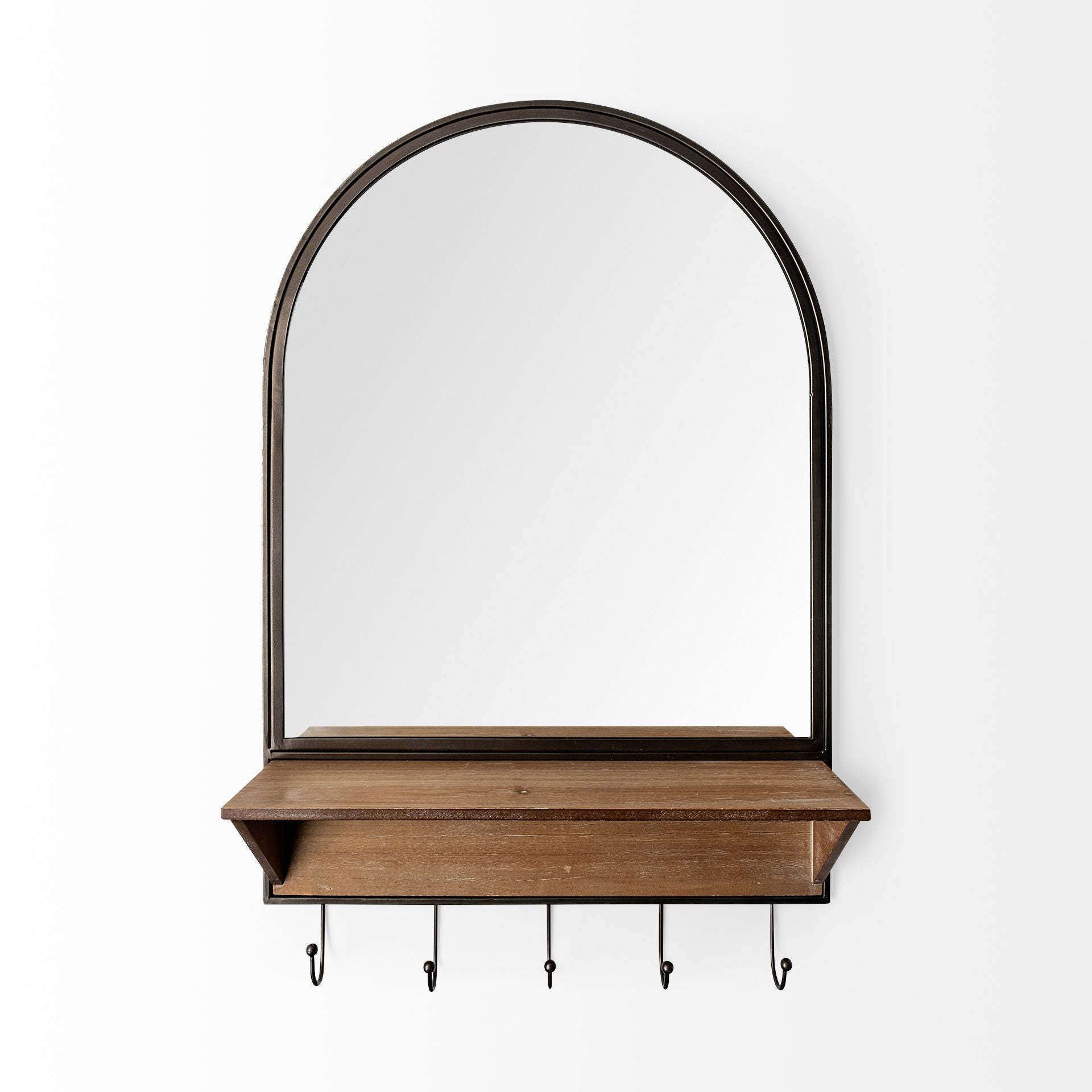 Arch Wood And Metal Frame Wall Mirror | 19.5