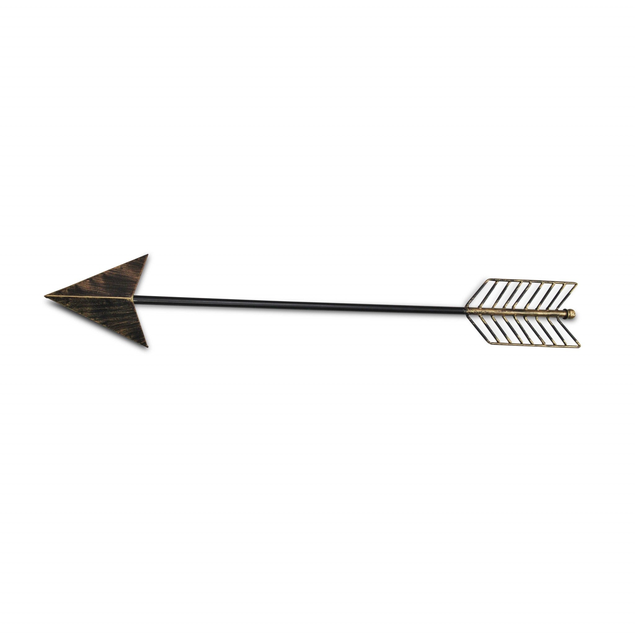Burnished Dark Brown And Gold Tone Metal Arrow Wall Decor | 7