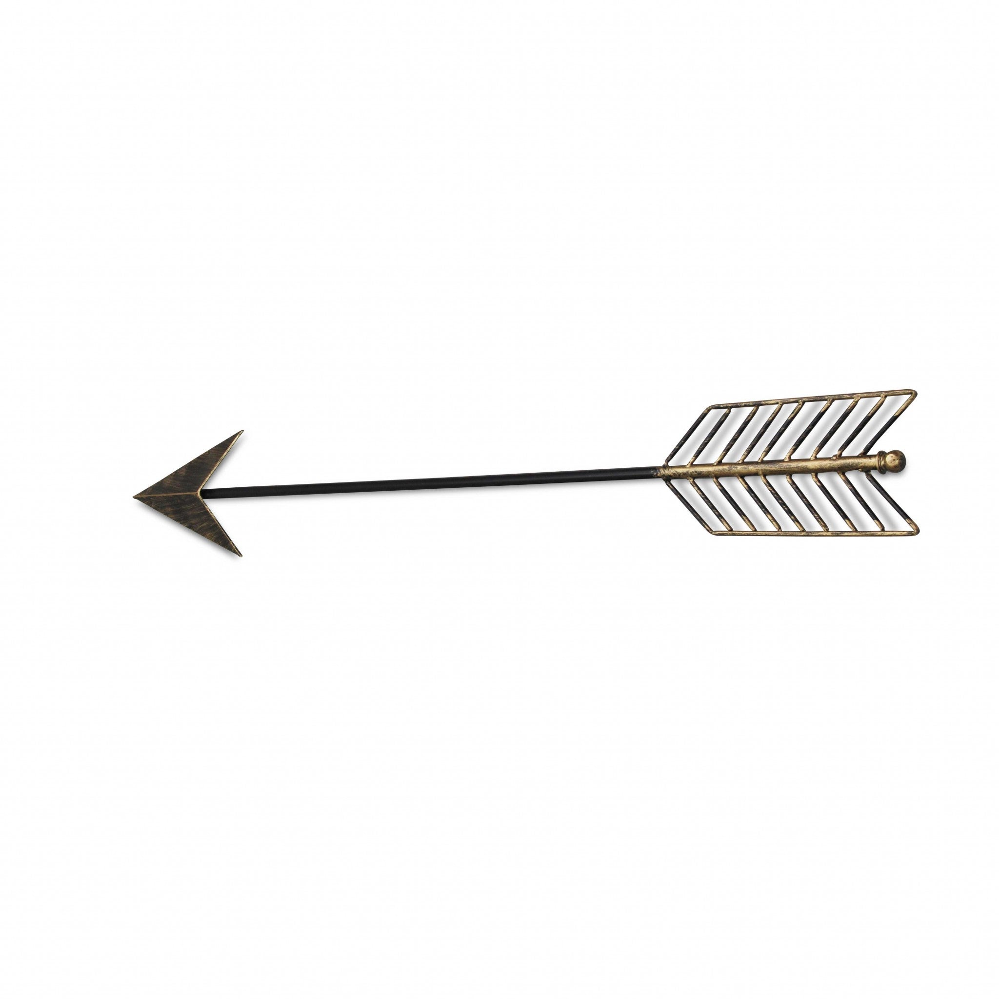 Burnished Dark Brown And Gold Tone Metal Arrow Wall Decor | 7