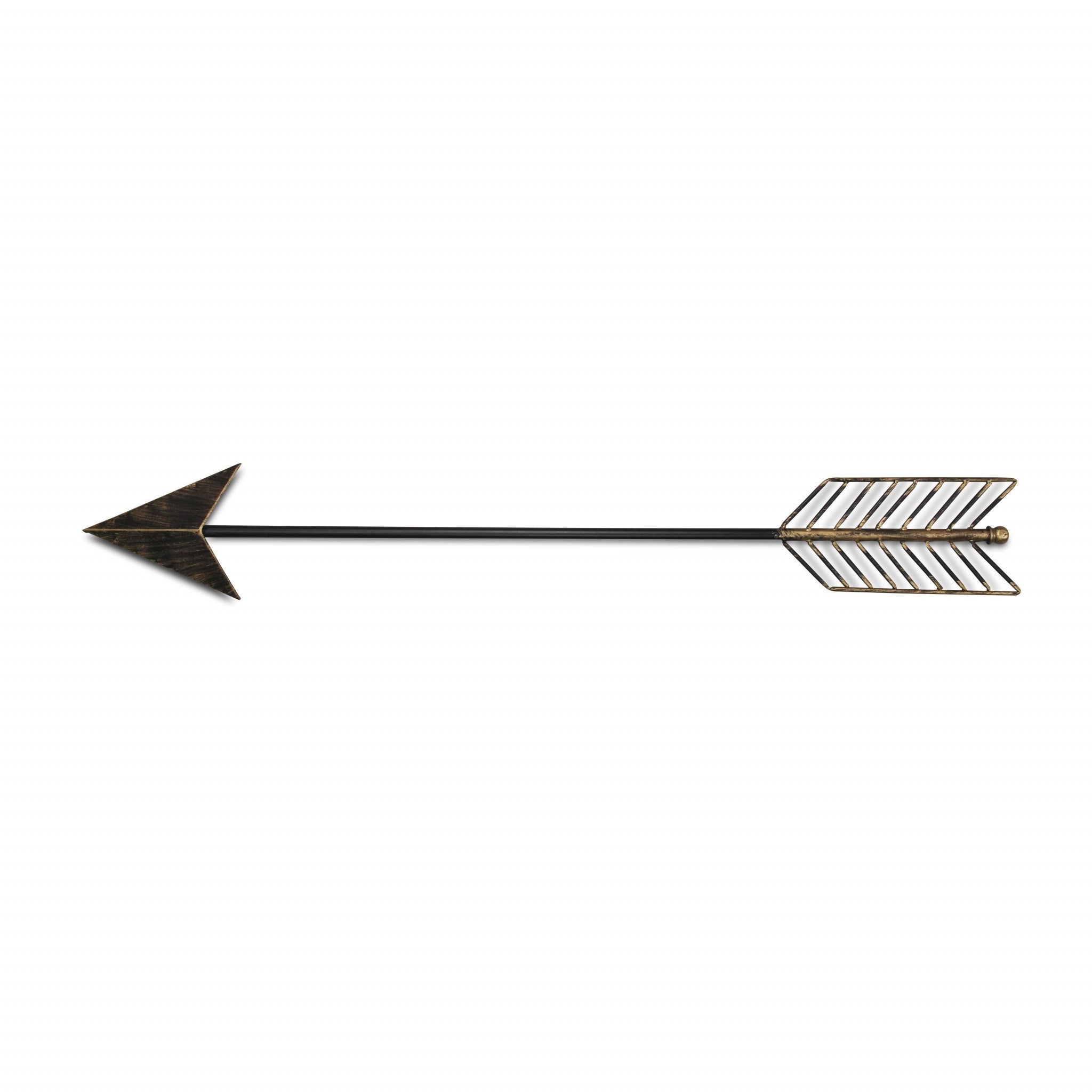 Burnished Dark Brown And Gold Tone Metal Arrow Wall Decor | 7