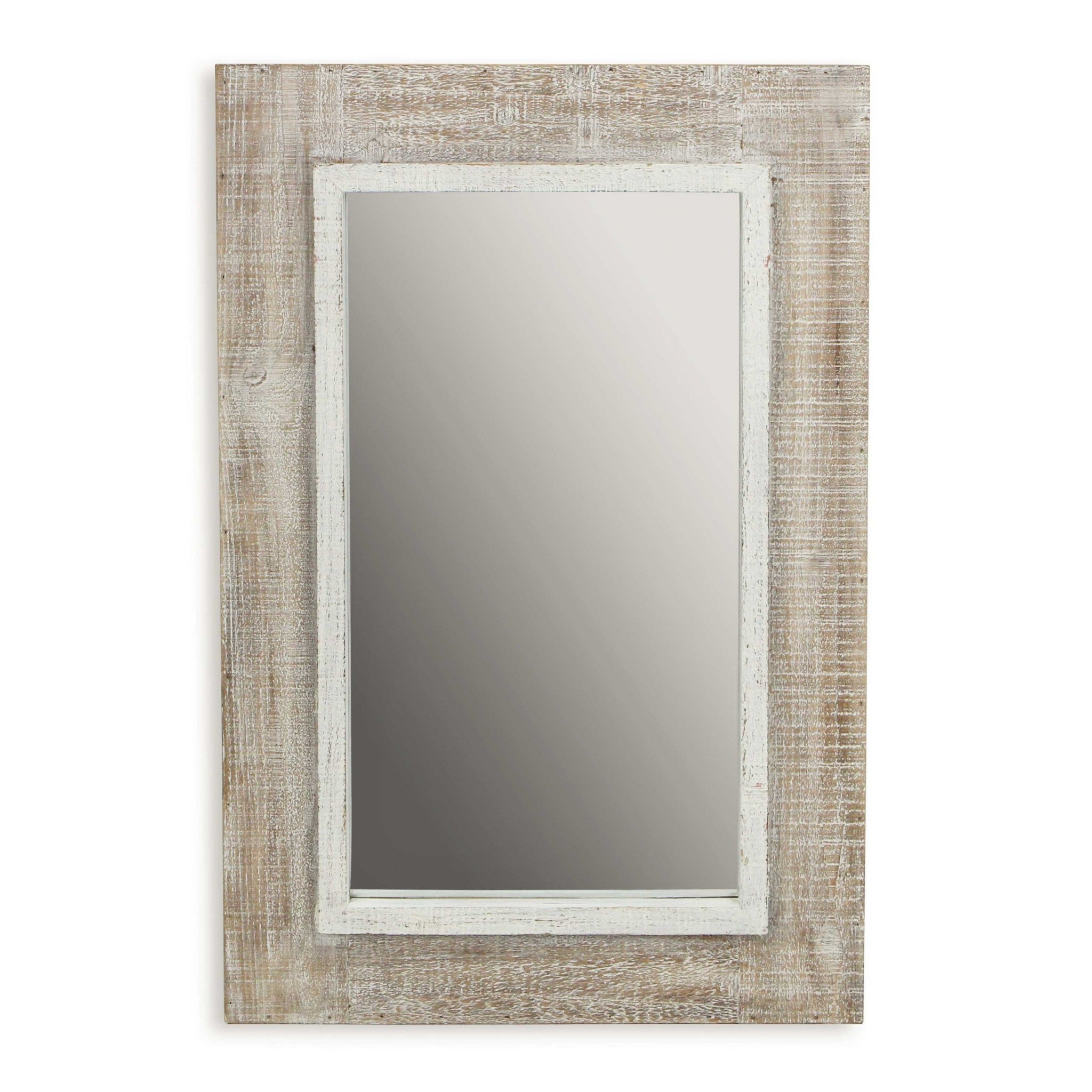 Rectangular Rustic White Wash Finish Wall Mirror | 18