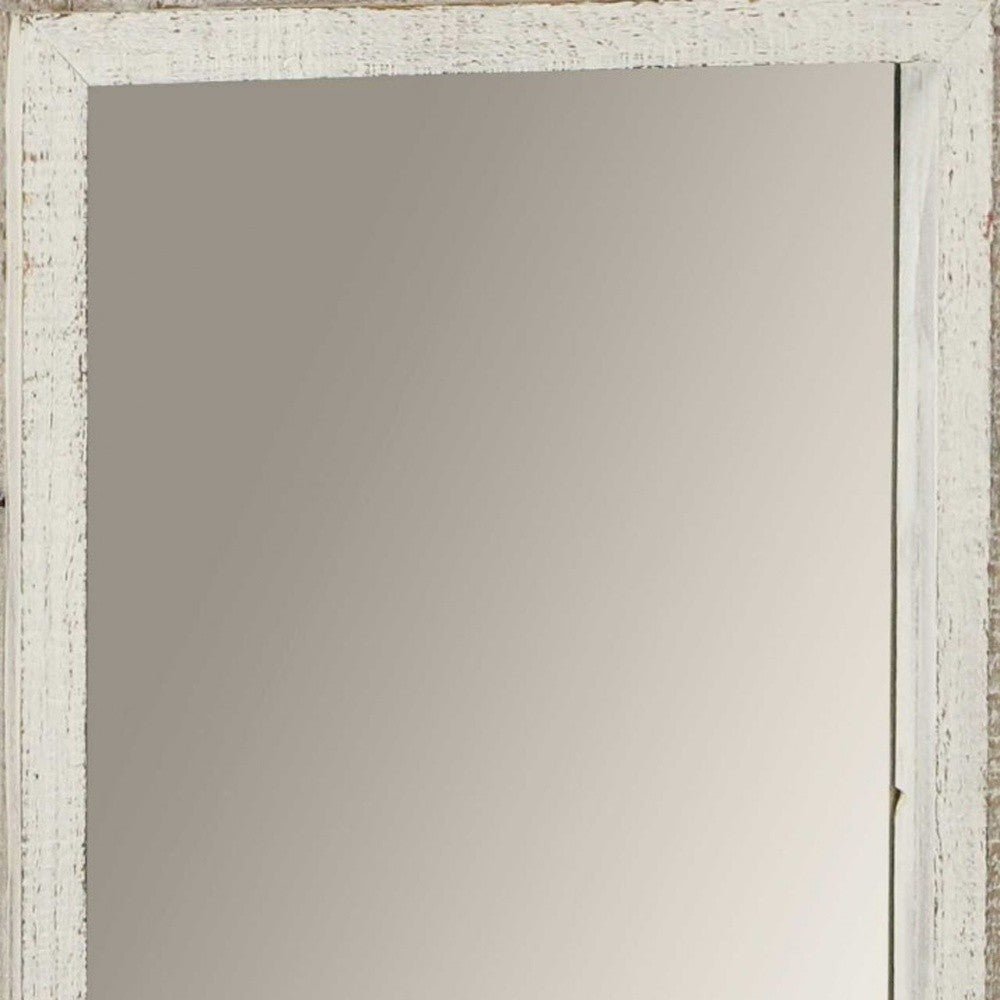 Rectangular Rustic White Wash Finish Wall Mirror | 18