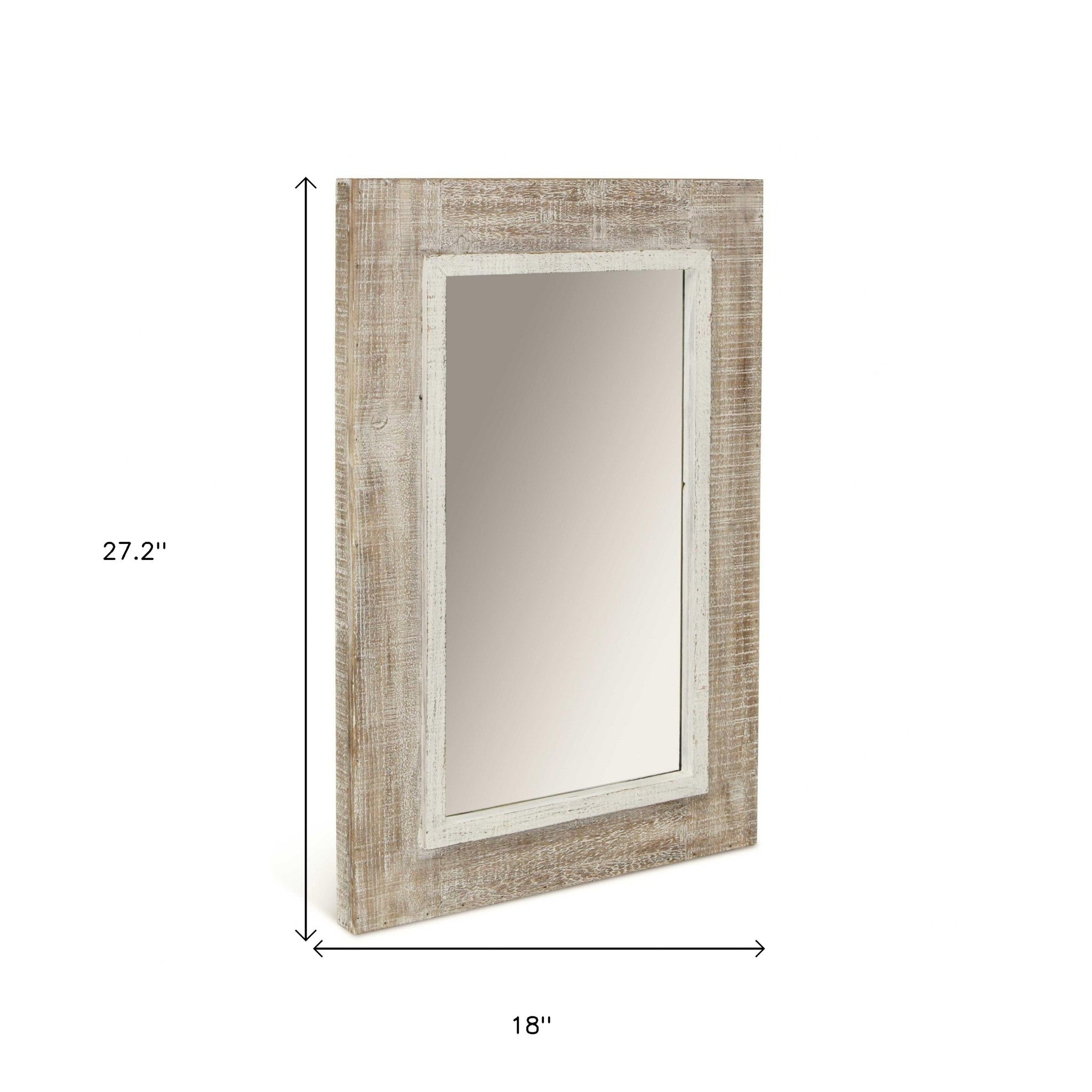Rectangular Rustic White Wash Finish Wall Mirror | 18