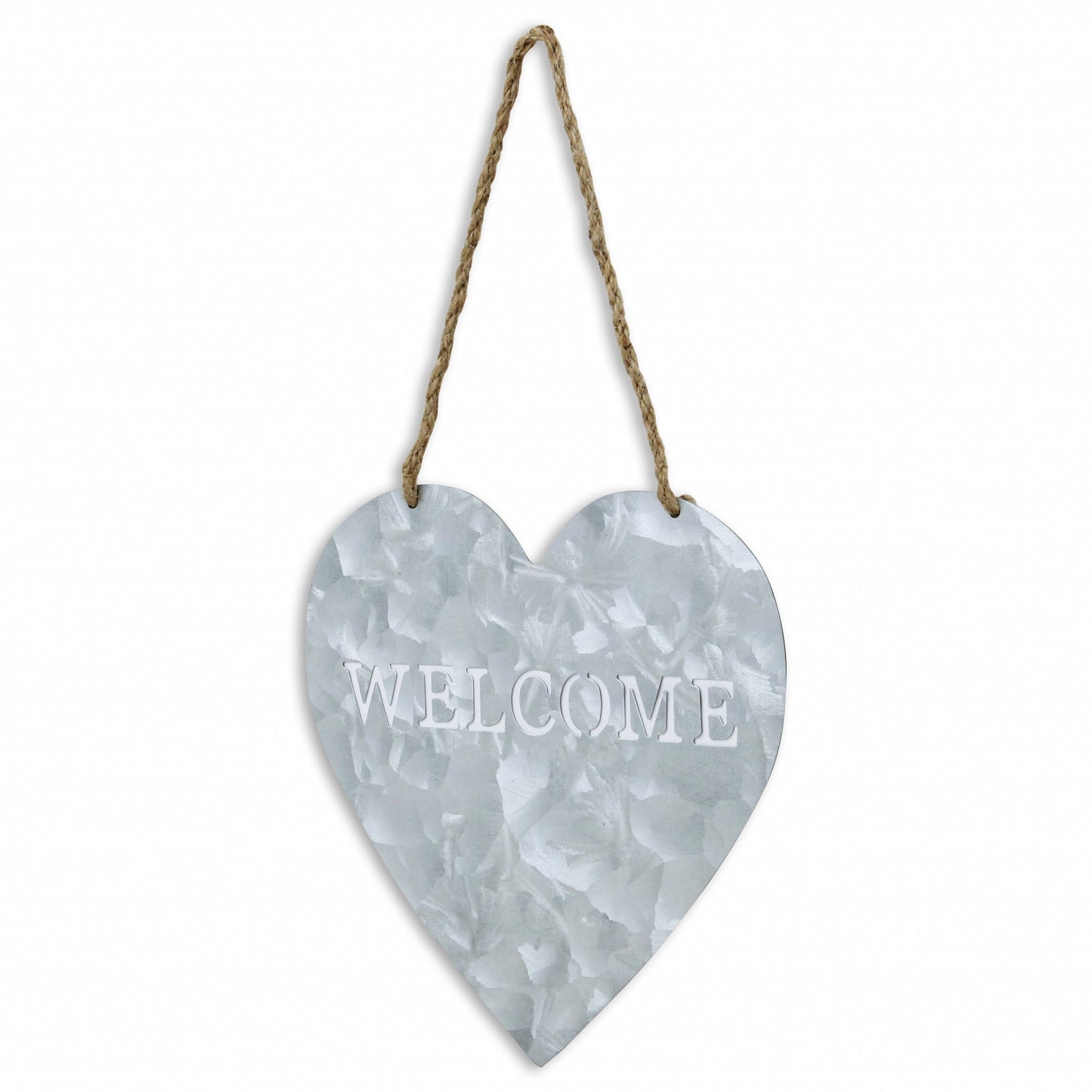 Welcome Gray Galvanized Metal Wall Art | 9.5